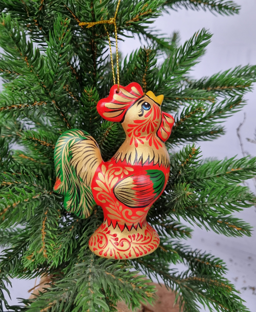 Петушёк ёлочная игрушка из фарфора