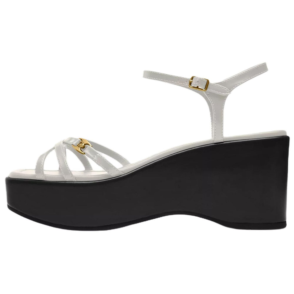 COACH Genie Leather One Strap Sandals 8cm Women"s White