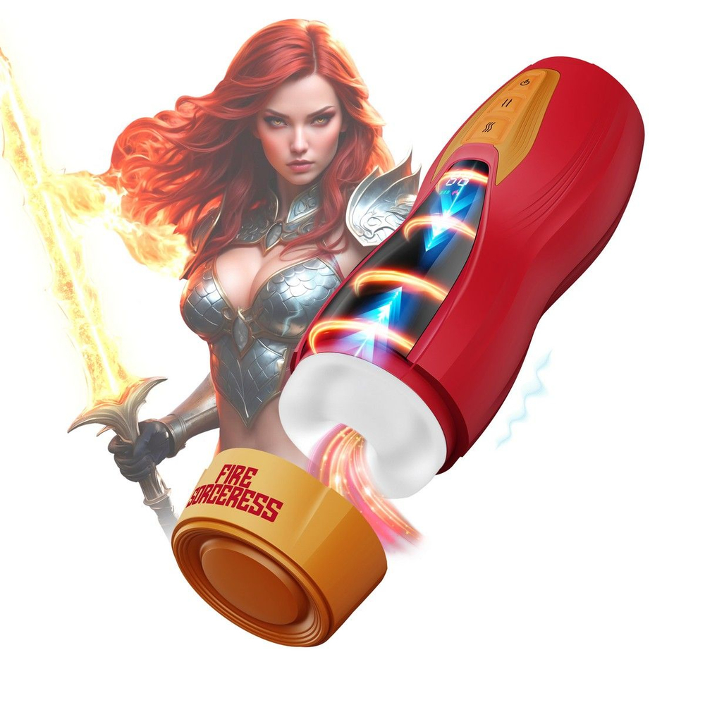 Интерактивный мастурбатор Solara с нагревом, вибрацией и поступательными движениями (Цвет: красный)