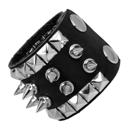 Браслет из двух рядов шипов и квадратов (006)