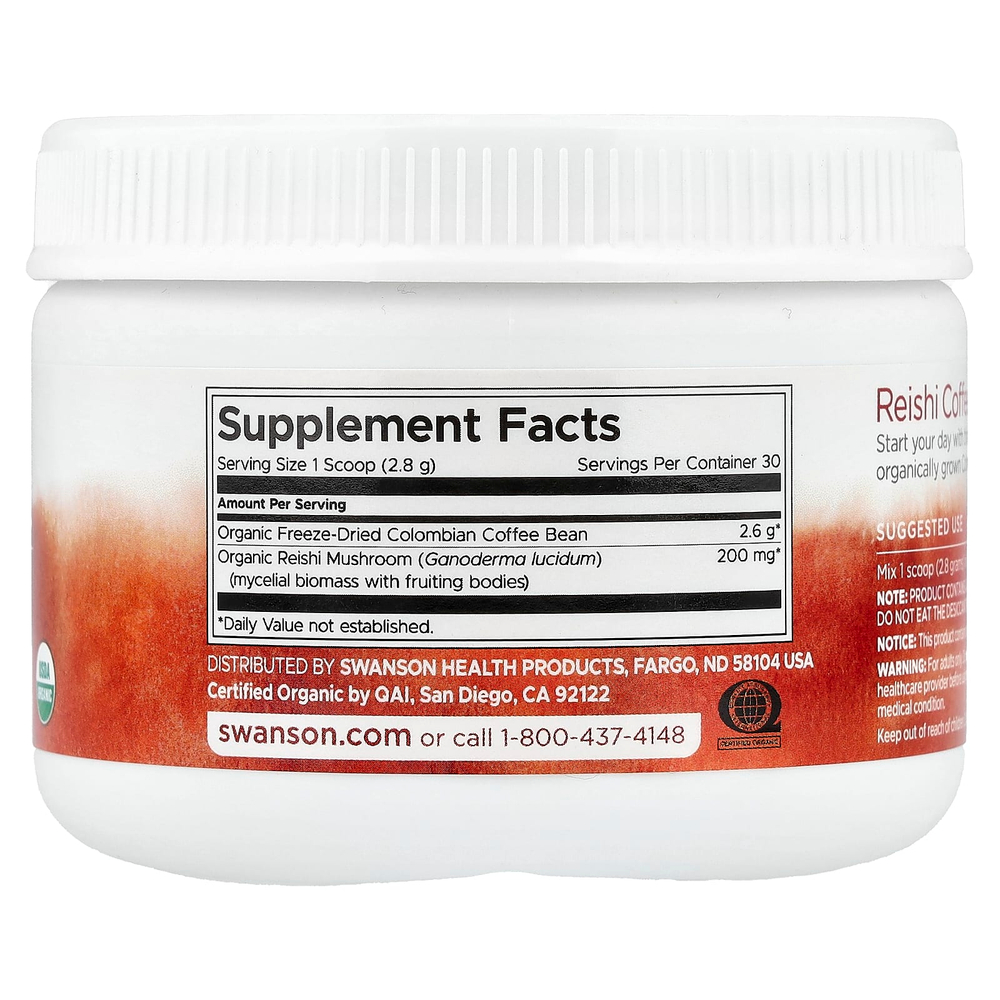 Swanson, Органический кофе рейши, колумбийский, 84 г (3 унции)