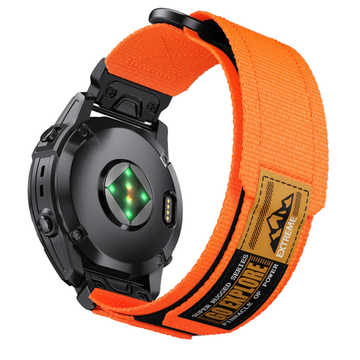 Нейлоновый ремешок 22 мм для Garmin (циферблат 47 мм) QuickFit на липучке (Оранжевый)