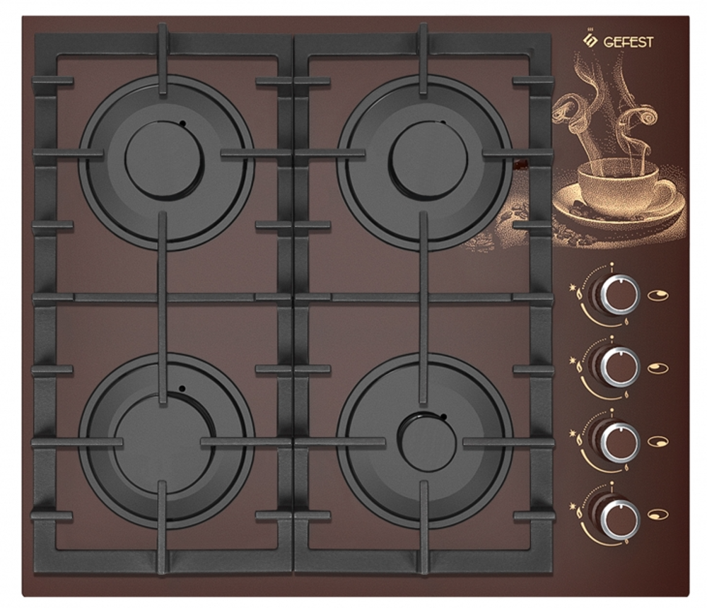 Поверхность варочная  Гефест СГ СВН 2230 К17 (коричневое стекло (кофе), газ/к, 60*52)