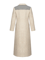 Женское комбинированное пальто с накладными карманами