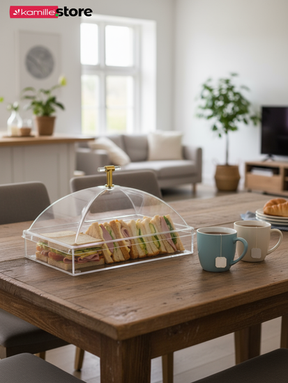 Хлебница акриловая прямоугольная 26,5х19,5х18,5 см. с крышкой