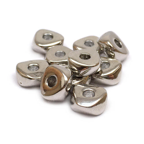 Бусины - спейсеры "Треугольник" 6х3 мм, родий