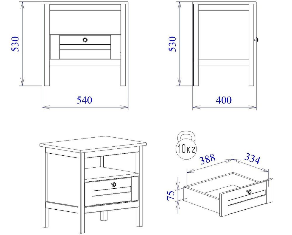 Тумба прикроватная "Фрея" (белый), МФ SbkHome