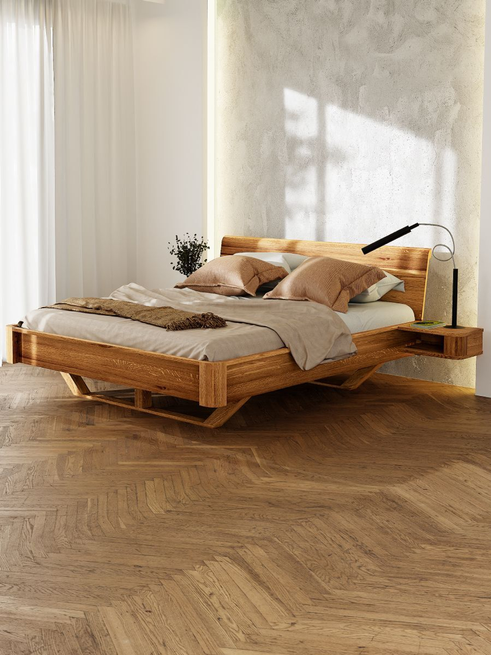 Комплект парящих прикроватных тумб Калантея из массива дуба