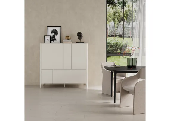 Шкаф Type 3 двери 2 ящика высота 135 см (молочный)