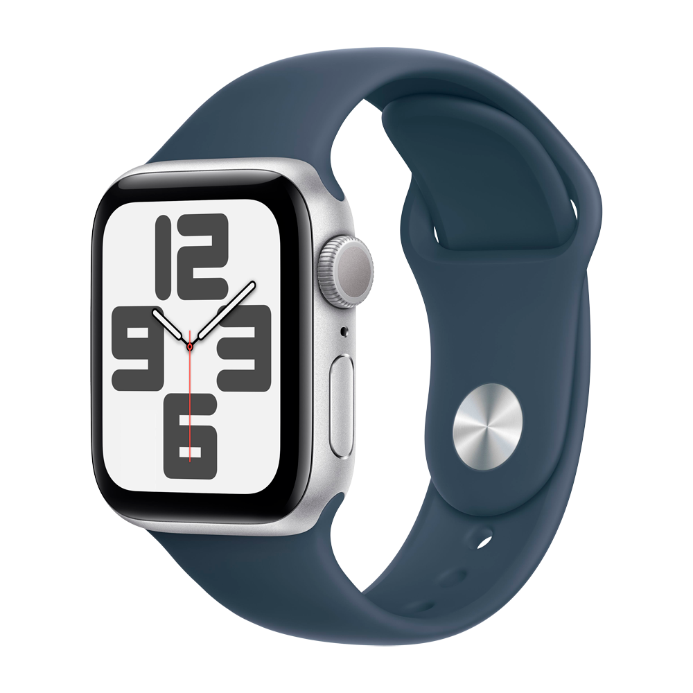 Умные часы Apple Watch SE 2 (2023) GPS, 40mm, Aluminium Case with Sport Band M/L, Silver/Storm Blue (Серебристый/синий)