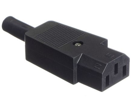 Гнездо сетевое "3 PIN" пластик на кабель 250V 10A