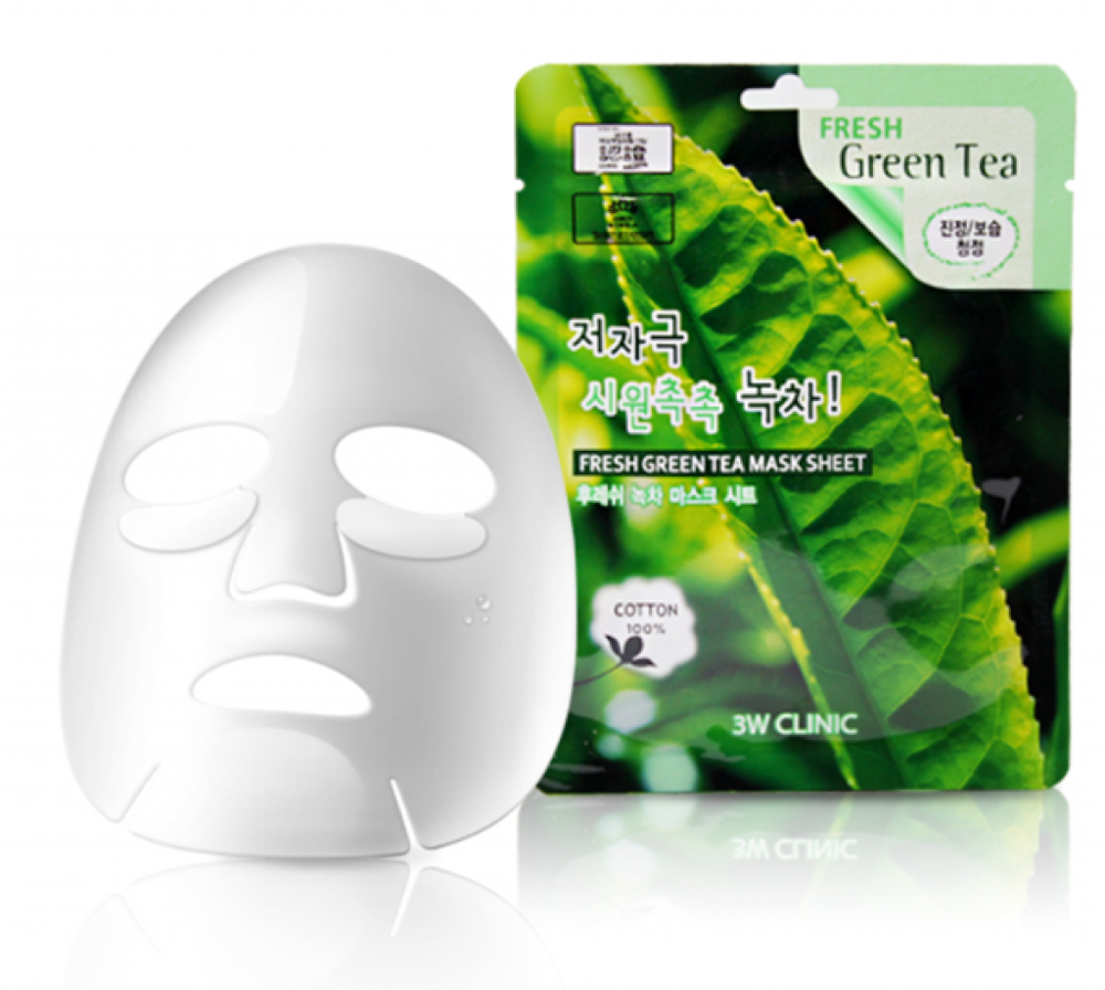 Тканевая маска с зеленым чаем 3W Clinic Fresh Green Tea Mask Sheet
