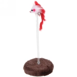 Игрушка для кошек на пружине «Поймай меня» 10*10*20см с бубенцом, коричневый