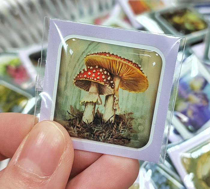 Объемная наклейки Мухоморы