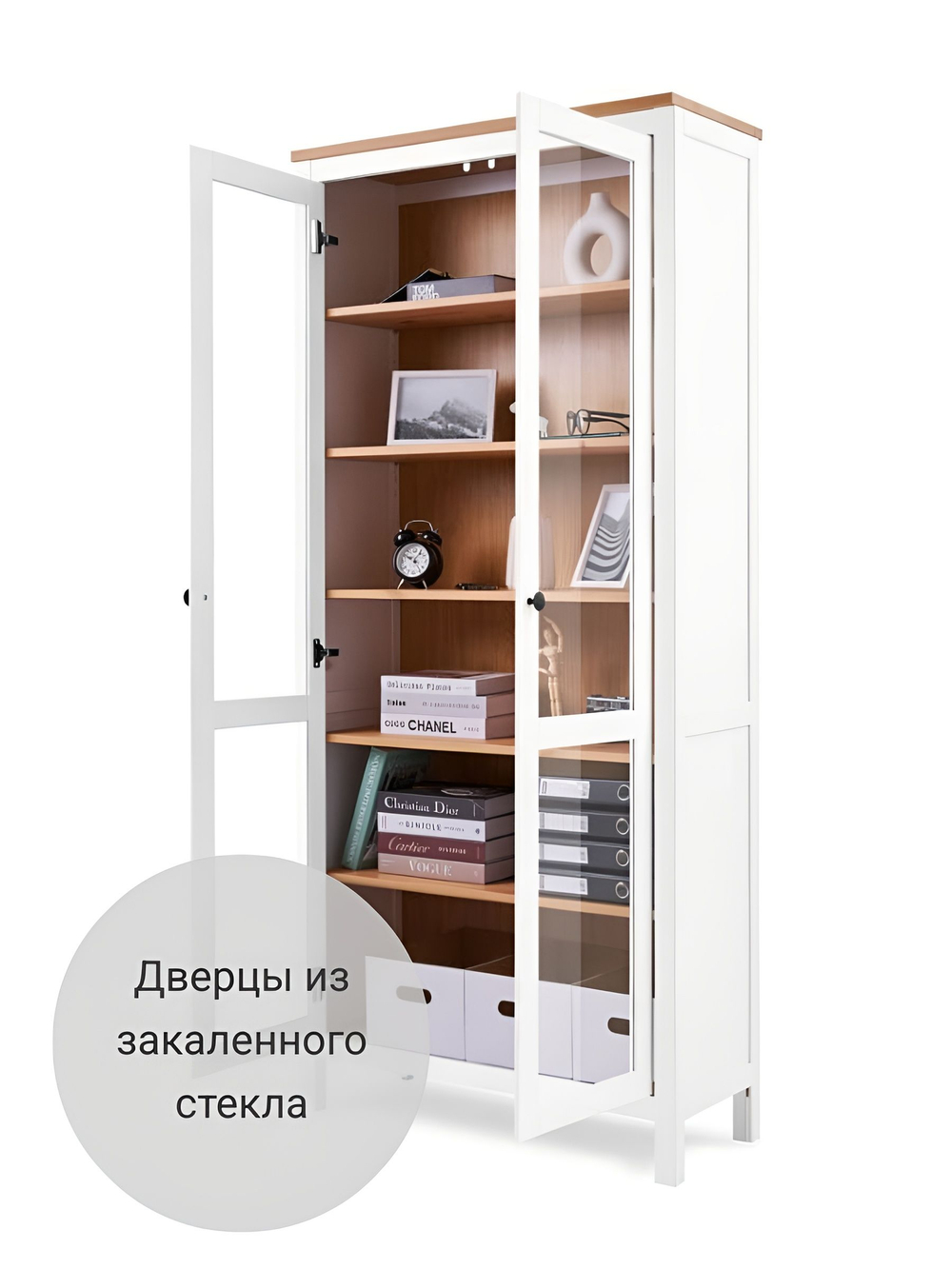 IKEA Шкаф стеклянный HEMNES стекло/стекло, 198х90х37, белый/св-коричневый, из массива дерева, КЫМОР (ХЕМНЭС ИКЕА), массив сосны