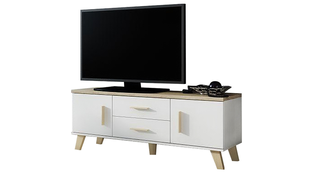 ТВ-тумба Мелания 22 Белый 101/ Клен 375 140*40*53 см, Белый 101/Клен 375   Фиеста