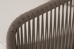 "Канны" диван модульный плетеный из роупа, каркас алюминий темно-серый (RAL7024), роуп темно-серый круглый, ткань темно-серая