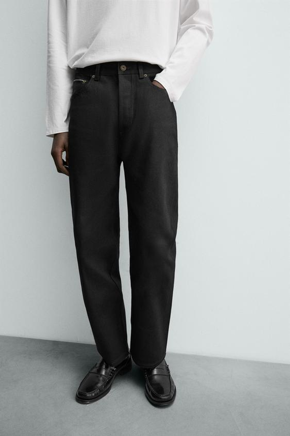 ZARA ДЖИНСЫ FLARE FIT SELVEDGE, ЧЕРНЫЙ