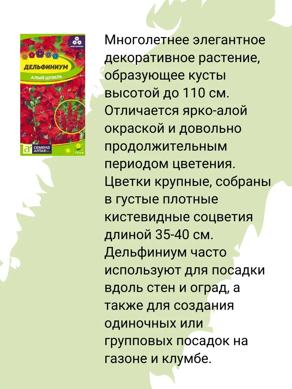 Дельфиниум Алый Шпиль
