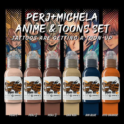 6 color Perj Michela Anime & Toons Set World Famous Tattoo Ink  1oz