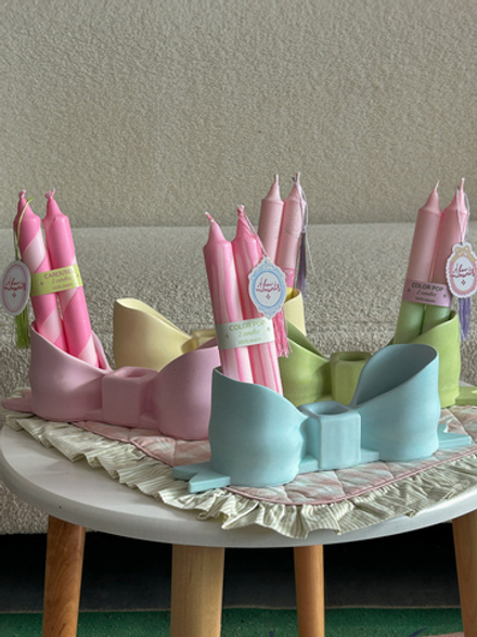 Набор Подсвечник Бант + Пара свечей из стеарина