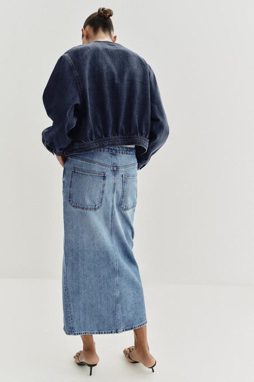 ZARA ДЖИНСОВАЯ ЮБКА ВНАХЛЕСТ Z1975, ВЫЦВЕТШИЙ СИНИЙ