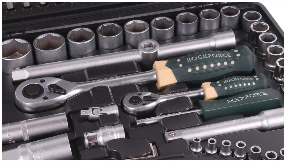 Набор торцевых головок и вставок RF-41082-5: 1/2" & 1/4"DR 6-гранных 108пр. ROCKFORCE