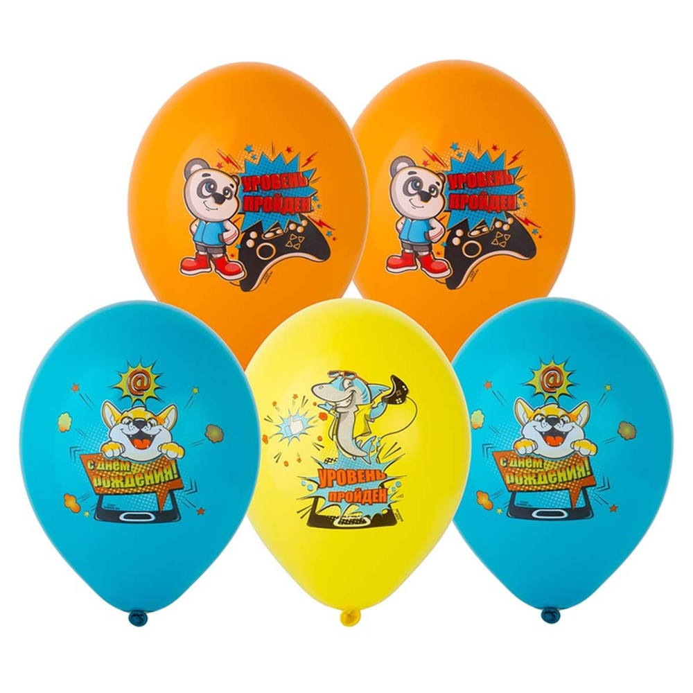 Шар латексный 35см Зверюшки-Геймеры (Ассорти)