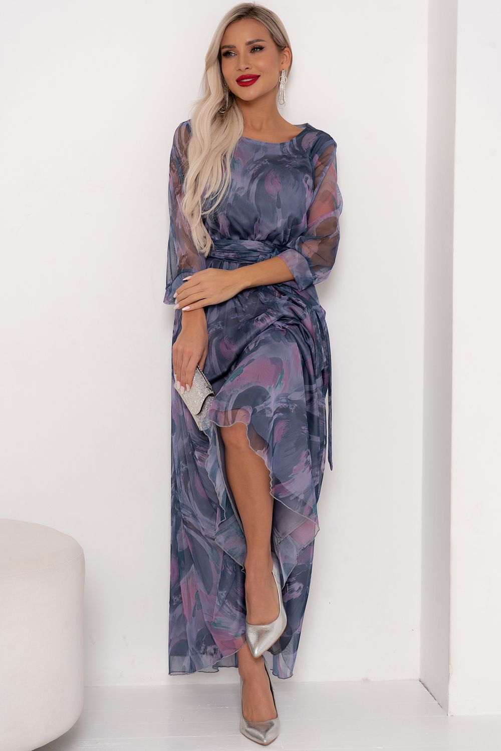 Платье Рафаэлла (сиреневый/серый)-46р-р Р11-1233 Nikol