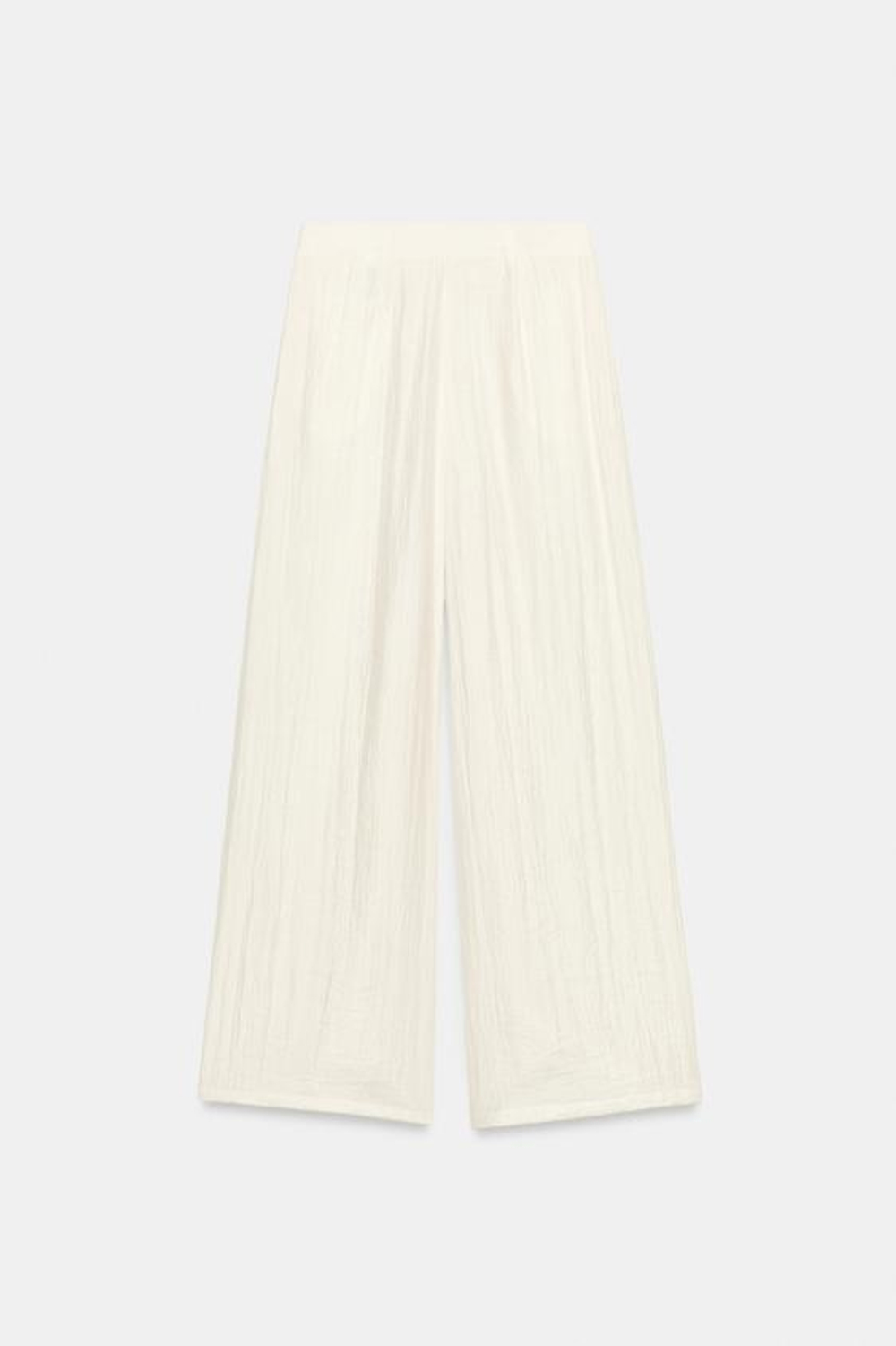 ZARA ШИРОКИЕ БРЮКИ СО СКЛАДКАМИ, ЭКРЮ