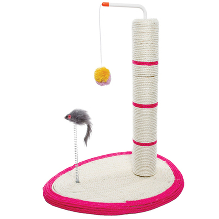 Когтеточка Gamma "Столбик №205" из сизаля с мышкой на пружине и шариком 400х300х490