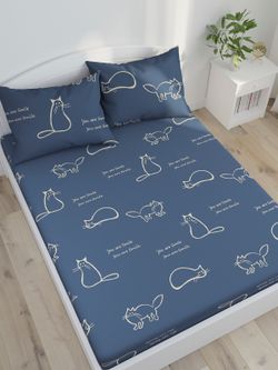 Постельное белье Simple House "Котики (полисатин)" 1,5-сп Наволочка 50х70 см 1 шт Простынь на резинке 90х200 см Пододеяльник 145х215 см