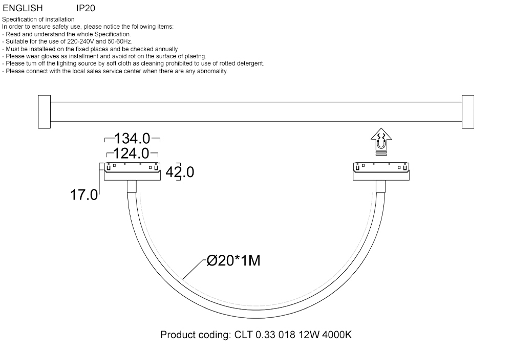 Магнитный трековый светильник Crystal Lux CLT 0.33 018 12W BL 4000K