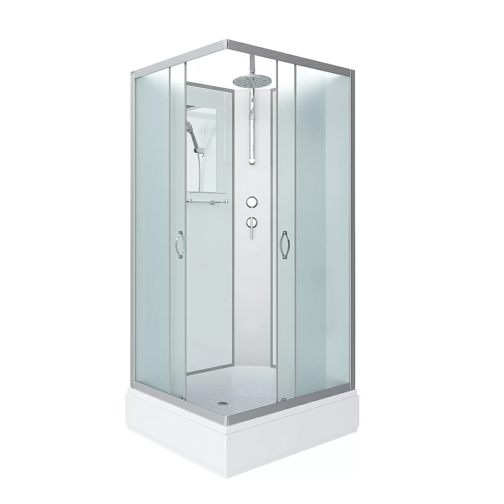 Душевая кабина Niagara Classic 330844QBKT 100x80 стекло матовое/профиль серебро