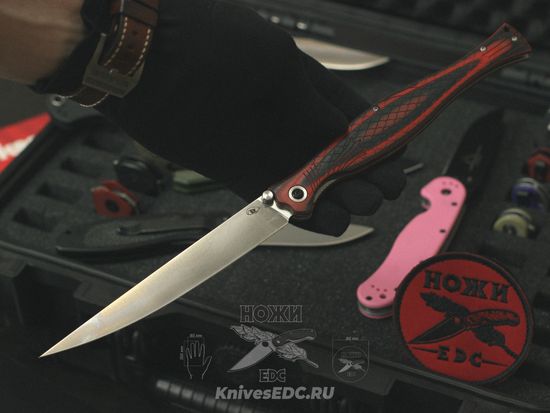 Складной нож REPTILIAN филейный Лаврак красный c клинком из стали AUS-8A, рукоять G10