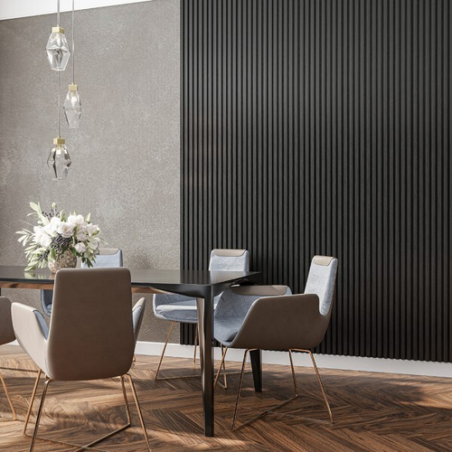 Панель стеновая реечная МДФ 3D Line Modern L04 Черная 2750 мм