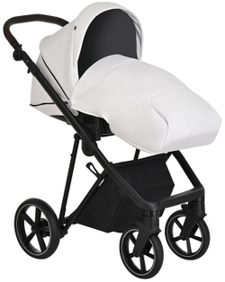 Детская коляска Roan Sol Кожа 3 в 1 с автокреслом Tutis Elo Lux Black RSL/2024 White/Black/руч.Тем.коричневый