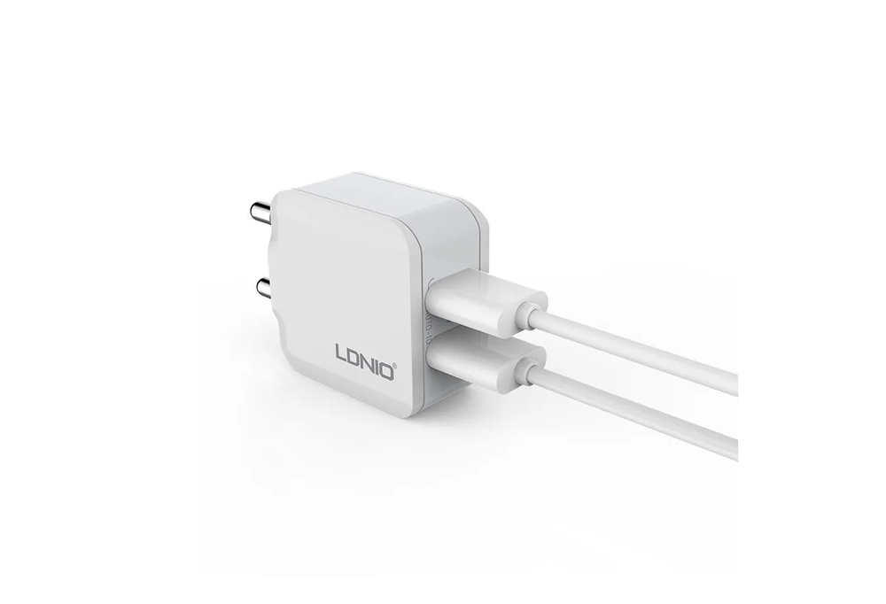 Зарядное уст-во USBx2 Auto-ID (2.4A) LDNIO A2201+IOS кабель