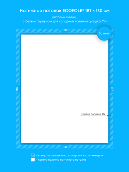 Матовый натяжной потолок 2.8 м2