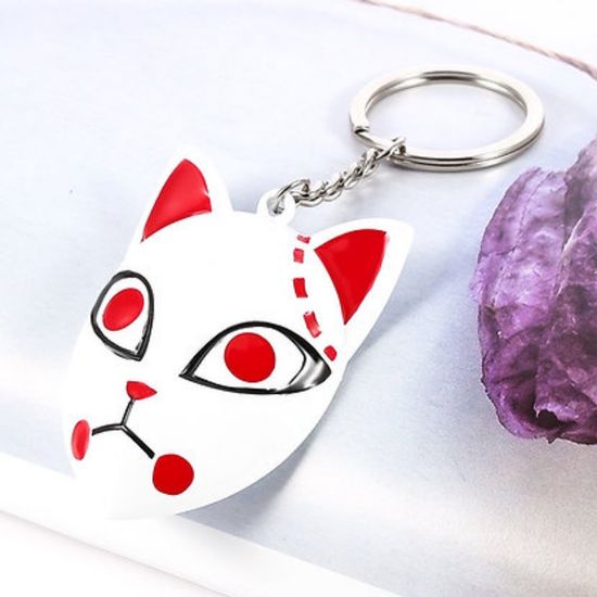 Брелок Истребитель демонов "Маска Танджиро", р-р 6,1х4,5 см (красные ушки)