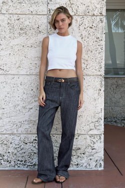 ZARA УКОРОЧЕННЫЙ ТОП ИЗ ХЛОПКА, БЕЛЫЙ