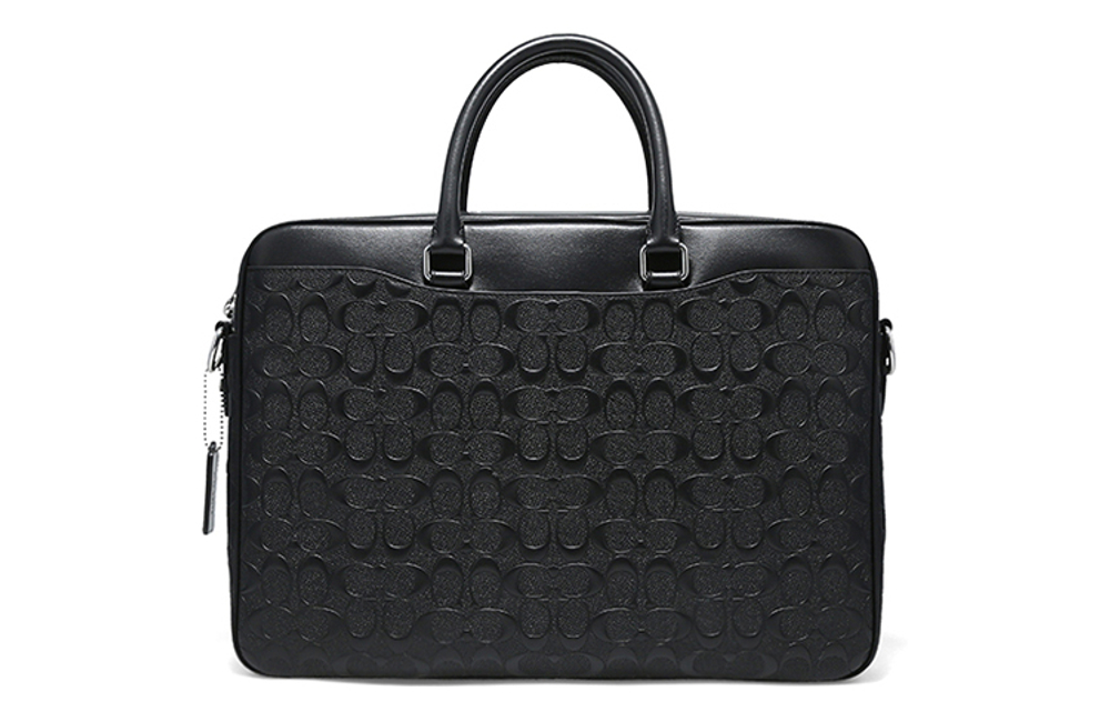 COACH Beckett Cow Leather Laptop Bag, Briefcase, Shoulder Bag, Crossbody Bag, Handbag Large Men"s Black