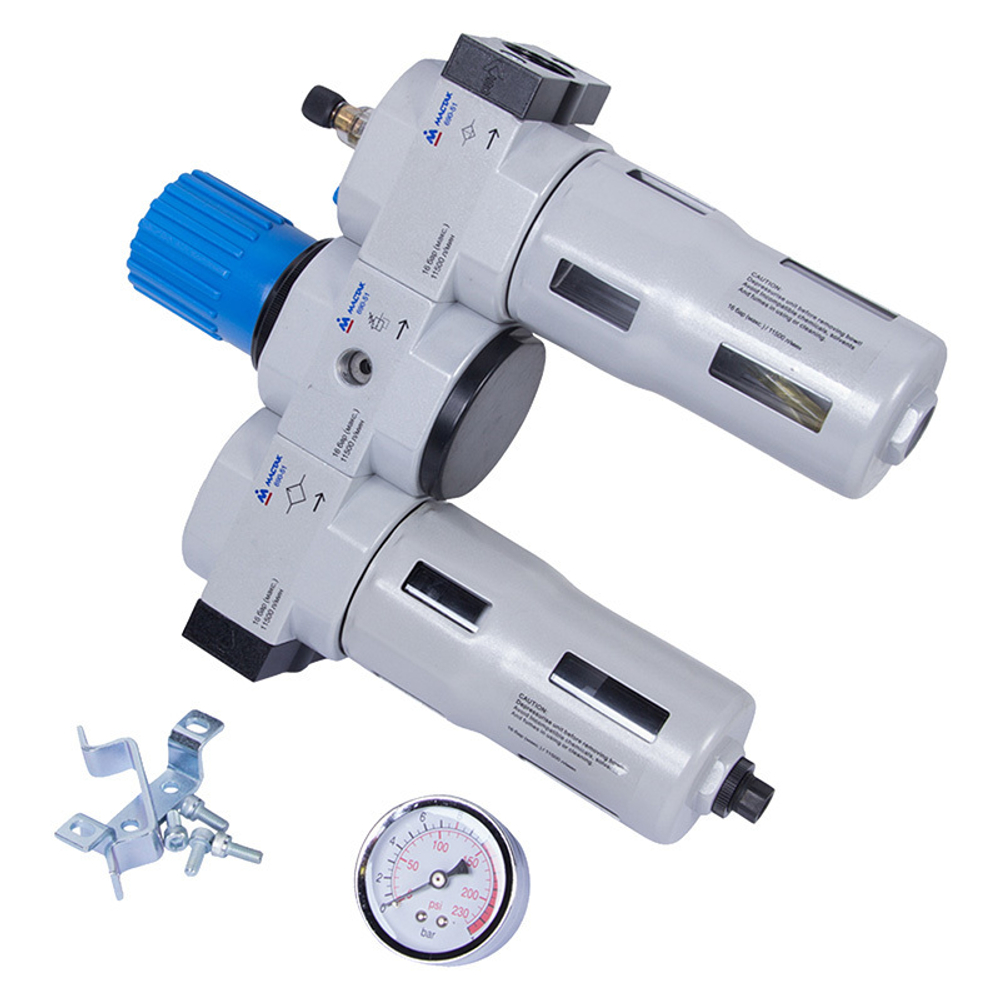 МАСТАК (690-51) Фильтр влагоотделитель с редуктором и лубрикатор 3/4", 16 бар