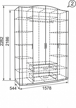 Шкаф для одежды 4-х дверный с ящиками Виктория 02