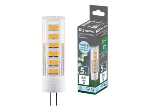 Лампа светодиодная G4 5W AC/DC 12V 4000К SMD 16*57мм  TDM