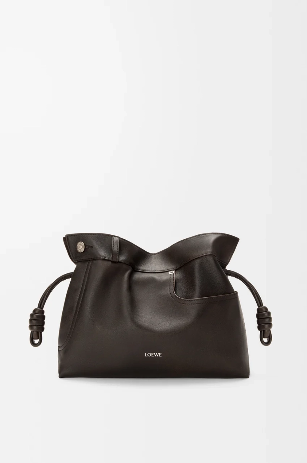 Loewe Сумка-клатч среднего размера Panta Flamenco из блестящей телячьей кожи, темно-коричневый