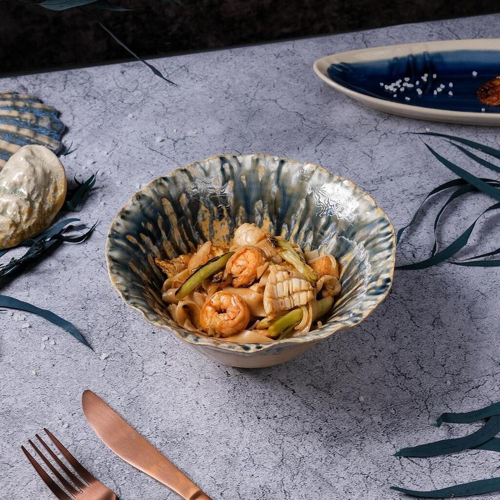 Салатник 925 мл d 19 см h9 см Dark Northern Blue Brown Flower Frutti di Mare P.L. [1]