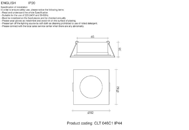 Встраиваемый светильник Crystal Lux CLT 046C1 BL IP44
