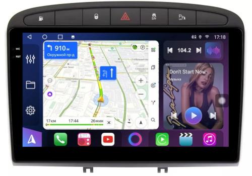 Магнитола для Peugeot 308 2007-2014, 408 2012-2022 - FarCar S500-TS10 монитор 9.5" QLED на Android 14, Быстрая, CarPlay, 4G SIM-слот
