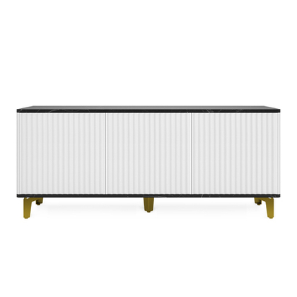 Тумба под телевизор на ножках ROYAL 5041 эко (Мрамор Неро-Золото)